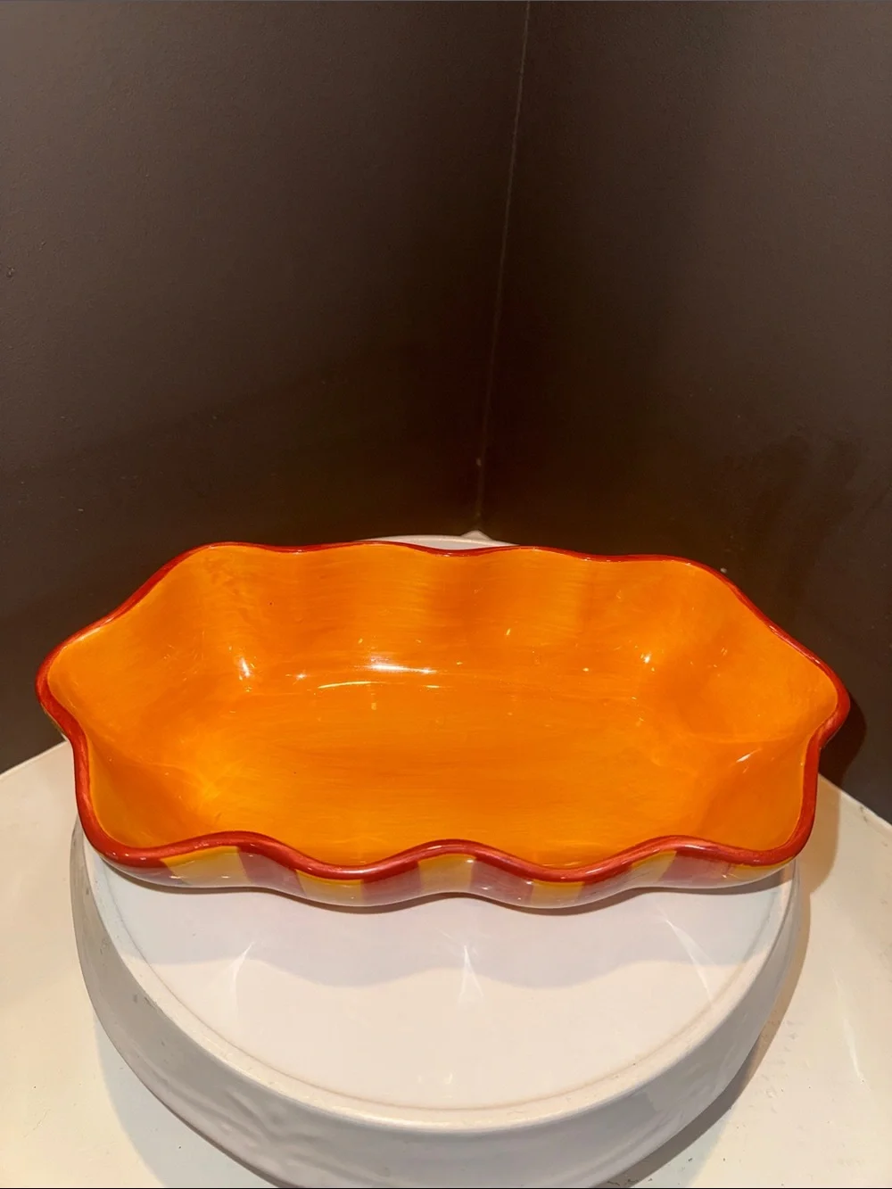 Southern Living At Home Ruffled Bowl #40527 Siena Gail Pittman Hand Painted